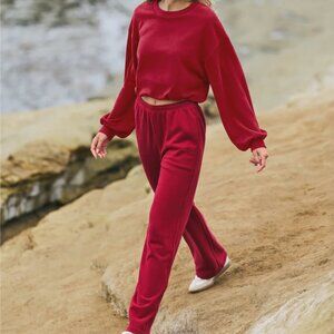 Sedona Bubble Crew & Straight Leg Sweatpant Set in Strawberry | Vuori